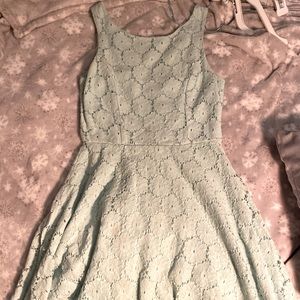 mint floral lace over dress